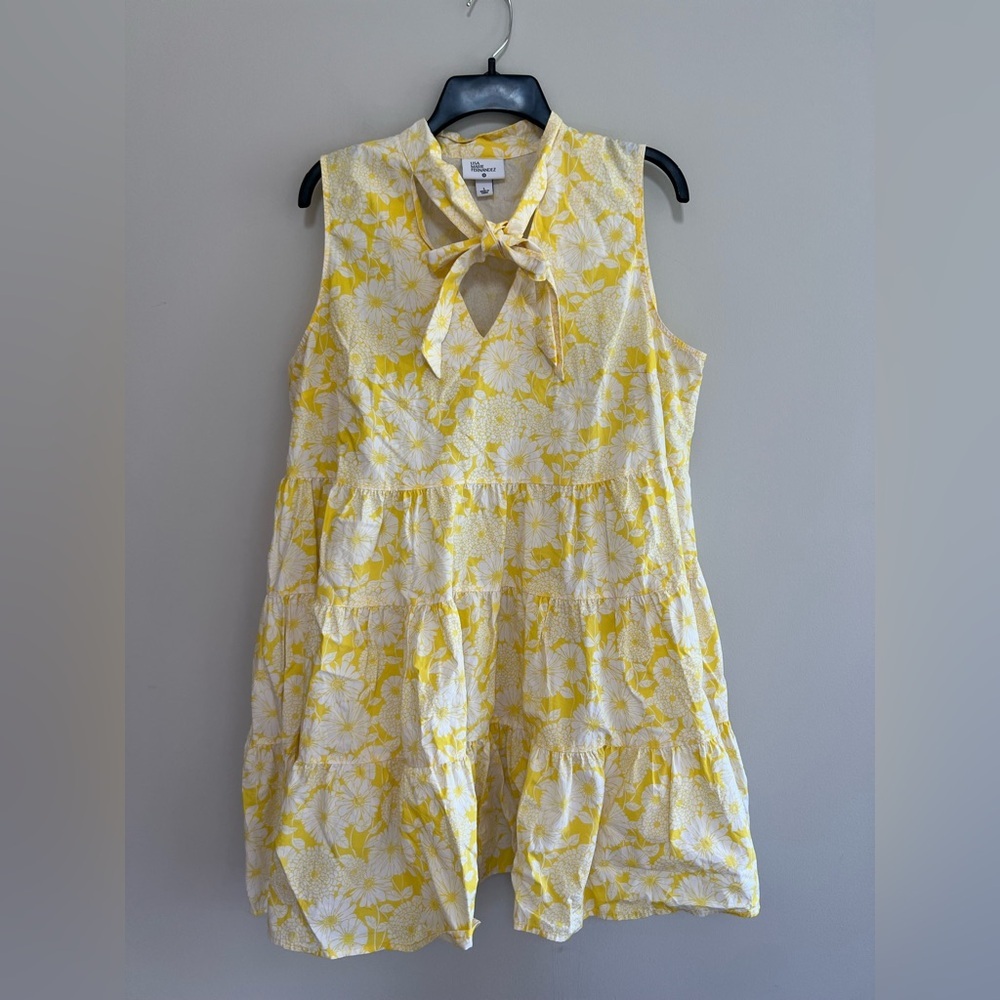 Lisa Marie Fernandez X Target Floral Yellow Cotton Tiered Dress Neck Tie, L - Picture 8 of 9